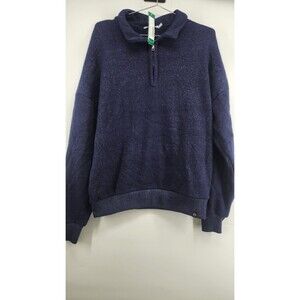 Threads 4 Thought Men's Small Navy Blue Gabe Eco Terry Quarter Zip Pullover NWT